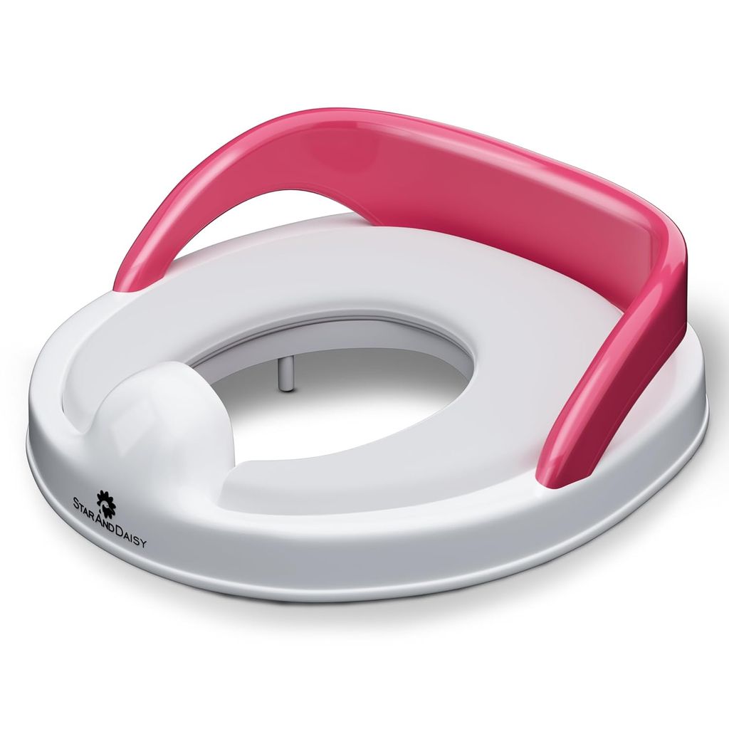 StarAndDaisy Potty Training Seat – Child Safety Buckle Fixation Technology/Potty Seat for Kids 1-5 Years/Baby Potty Seat with Comfortable Soft Cushion, Splash Proof Design, Anti Skid Legs-Pink White