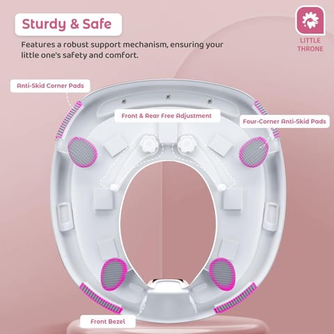 StarAndDaisy Potty Training Seat – Child Safety Buckle Fixation Technology/Potty Seat for Kids 1-5 Years/Baby Potty Seat with Comfortable Soft Cushion, Splash Proof Design, Anti Skid Legs-Pink White