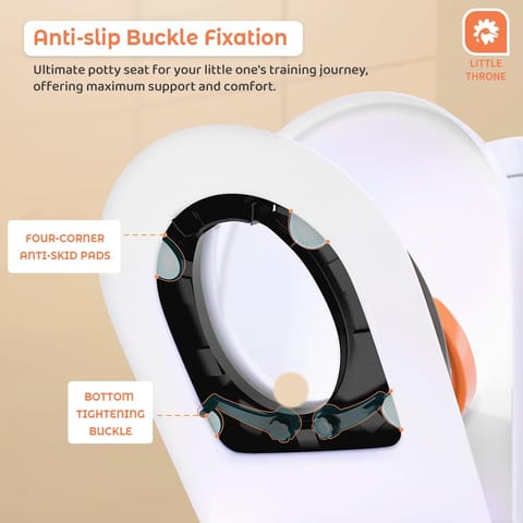 StarAndDaisy Potty Training Seat – Child Safety Buckle Fixation Technology/Potty Seat for Kids 1-5 Years/Baby Potty Seat with Comfortable Soft Cushion, Splash Proof Design, Anti Skid Legs-Orange Black