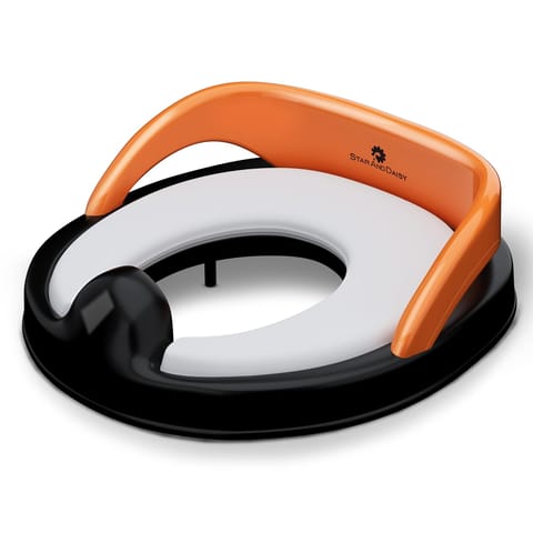 StarAndDaisy Potty Training Seat – Child Safety Buckle Fixation Technology/Potty Seat for Kids 1-5 Years/Baby Potty Seat with Comfortable Soft Cushion, Splash Proof Design, Anti Skid Legs-Orange Black