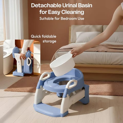 StarAndDaisy potty seat for kids 2-5 years, Multi-functional Baby Potty training seat/chair with cushion for Boys & Girls, Ladder Potty Trainer with Detachable Potty Bowl,Non-Slip Splash Guard -Blue