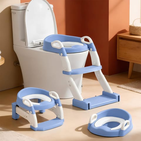 StarAndDaisy potty seat for kids 2-5 years, Multi-functional Baby Potty training seat/chair with cushion for Boys & Girls, Ladder Potty Trainer with Detachable Potty Bowl,Non-Slip Splash Guard -Blue