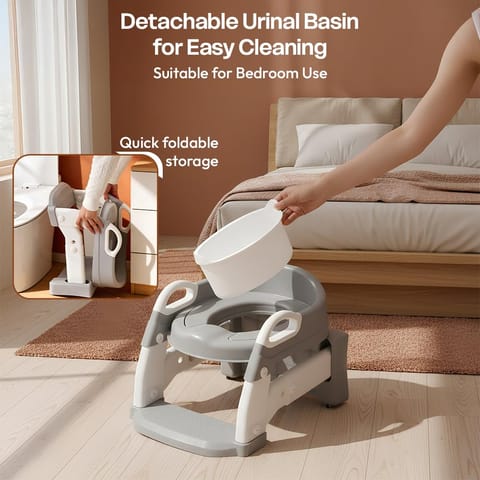 StarAndDaisy potty seat for kids 2-5 years, Multi-functional Baby Potty training seat/chair with cushion for Boys & Girls, Ladder Potty Trainer with Detachable Potty Bowl,Non-Slip Splash Guard -Grey