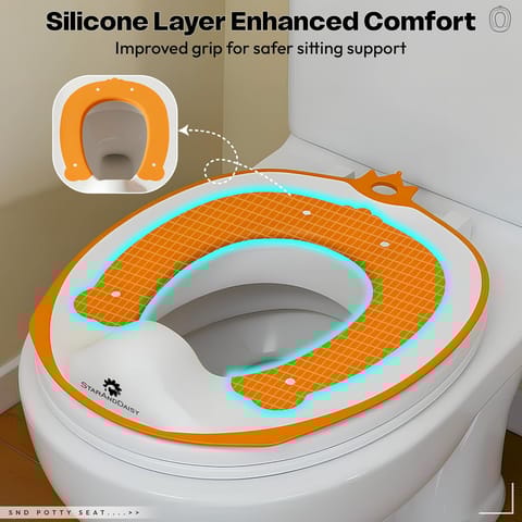 StarAndDaisy Potty Seat/Chair for Kids 1-5 Years / 3-In-1 Baby Toilet Training Seat with Anti-Slip Pads, Removable Potty Pot, Potty Training Seat for Baby & Kids -Orange