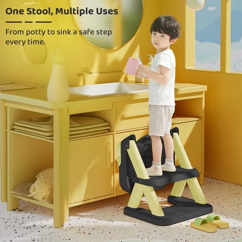 StarAndDaisy Potty Seat for Kids 1-3 Years | Toilet Seat for Kids with Adjustable Height & Removable Soft Cushion, Fits All Western Toilets seat (Blue-Yellow)