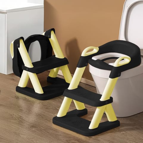 StarAndDaisy Potty Seat for Kids 1-3 Years | Toilet Seat for Kids with Adjustable Height & Removable Soft Cushion, Fits All Western Toilets seat (Blue-Yellow)