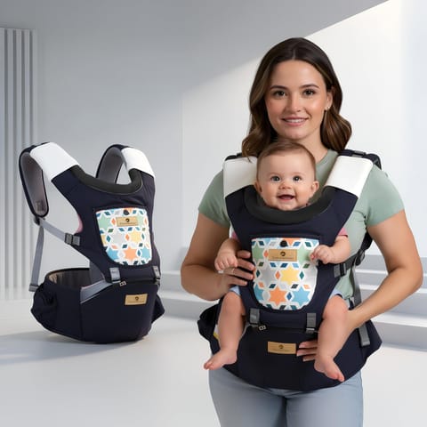 StarAndDaisy 4-in-1 Baby Carrier for 0 to 3 Year Baby/Kangaroo Bag with Comfortable Soft Hip Seat/Baby Carrier - 4 Carrying Positions, 2 Storage Pockets