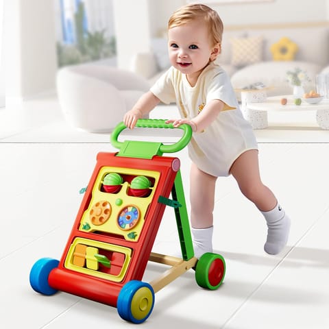 Uonibaby by StarAndDaisy Baby Walkers for 6-18 Month Baby Boy & Girl/Baby Activity Walker Learning Push Walker with Foldable Music and Toy Bar/Walker for Kids - Red
