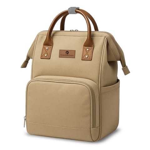 StarAndDaisy Diaper Backpack For Mothers For Travel/Diaper Bags For Mom With Multi Compartments, Insulated Bottle Pockets, Waterproof, Ultra Soft Oxford Fabric, 24Lt Capacity - Beige
