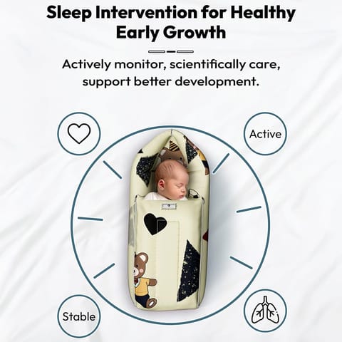 StarAndDaisy 3 in 1 Baby Sleeping Bag for New Born/Baby Carrier for New Born/Soft and Comfortable Baby Bed for 0-12 Months/Foldable & Washable Cotton Design -Teddy Print