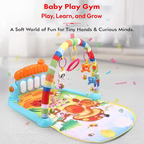 Uonibaby by StarAndDaisy Musical Baby Convertible Playmat, Play Gym Mat with Hanging Rattles Lights for 0-6 Months Babies.