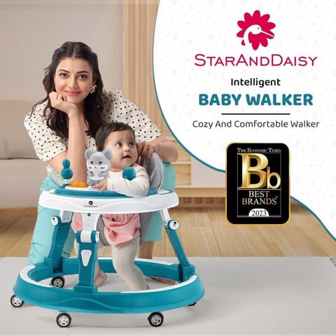 StarAndDaisy 360 Baby Walker 6-24 Months / 7 Level Height Adjustment Walker for Kids Boy and Girl with Switchable Food & Musical Toy Tray/Premium Baby Walker - Blue