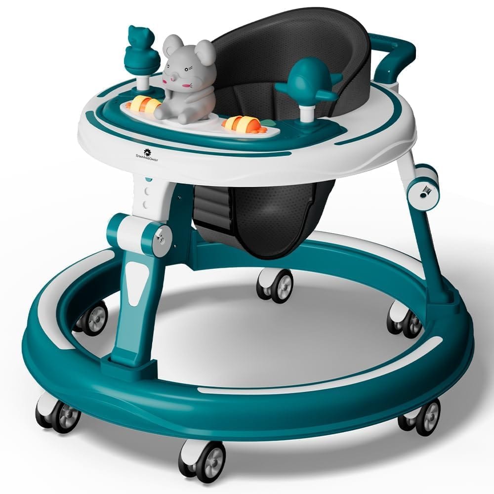StarAndDaisy 360 Baby Walker 6-24 Months / 7 Level Height Adjustment Walker for Kids Boy and Girl with Switchable Food & Musical Toy Tray/Premium Baby Walker - Blue