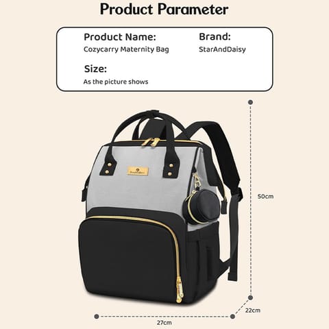 StarAndDaisy Diaper Bag for Mothers for Travel/Maternity Bag with 16 Multi-Purpose Pockets with Quick Access Diaper & Mobile Pocket/Diaper Bag for Baby-black