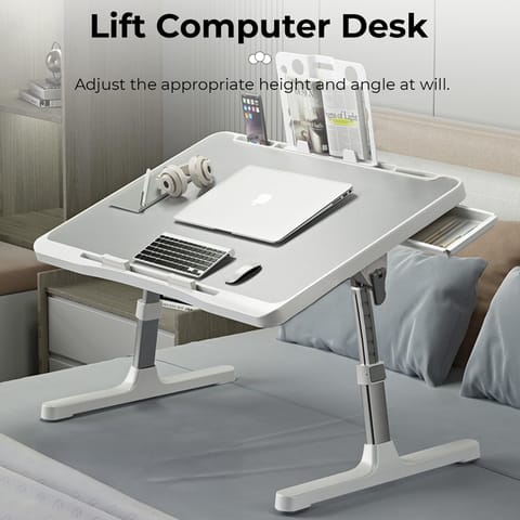 StarAndDaisy Kids Functional Laptop/Bed Table 3-12 Years Boys & Girls/Kids Study Table with Height Adjustable, Bookholder. (N7-Black Study Table)