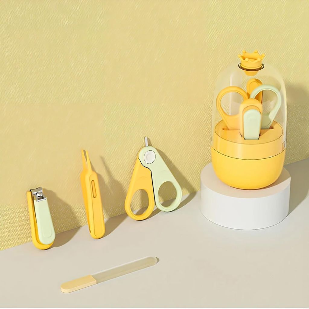 StarAndDaisy 4-in-1 Newborn grooming kit for babies, baby nail scissors Nail Clipper, Tweezer & Nail Cleaning Sets, Toddler Manicure & Pedicure kit, Best Gift for Baby Girl and Baby Boy.