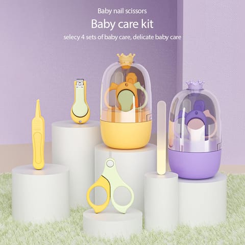 StarAndDaisy 4-in-1 Newborn grooming kit for babies, baby nail scissors Nail Clipper, Tweezer & Nail Cleaning Sets, Toddler Manicure & Pedicure kit, Best Gift for Baby Girl and Baby Boy.