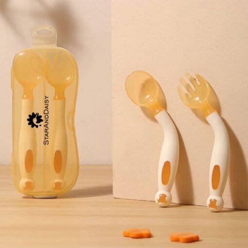 StarAndDaisy Stainless Steel Divided Baby Plates for Babies (Orange-Cream)