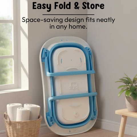 StarAndDaisy Baby Bath Tub for 0 to 5 Years/Bath Tub for Kids 0-3 Years, Tub for Girls & Boys with Foldable Legs, Easy to Store -Sky Blue