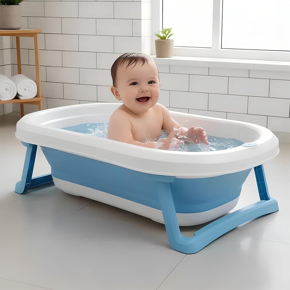 StarAndDaisy Baby Bath Tub for 0 to 5 Years/Bath Tub for Kids 0-3 Years, Tub for Girls & Boys with Foldable Legs, Easy to Store -Sky Blue
