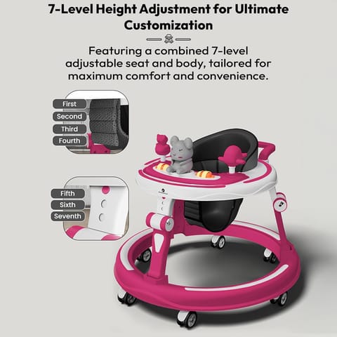 StarAndDaisy Baby Walkers for 9 Month+ Baby Boy Girl / 360° Walker for Kids with RGB Light, 7 Level Height Adjustment/Baby Walker with Switchable Food & Musical Toy Tray.