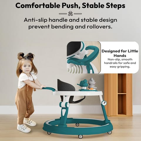 StarAndDaisy Baby Walkers for 9 Months+ Baby Boy Girl / 360° Walker for Kids with RGB Light, 7 Level Height Adjustment/Baby Walker with Switchable Food & Musical Toy Tray.
