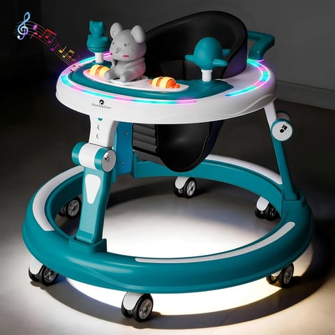 StarAndDaisy Baby Walkers for 9 Months+ Baby Boy Girl / 360° Walker for Kids with RGB Light, 7 Level Height Adjustment/Baby Walker with Switchable Food & Musical Toy Tray.