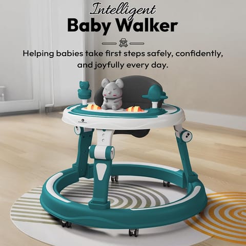 StarAndDaisy Baby Walkers for 9 Months+ Baby Boy Girl / 360° Walker for Kids with RGB Light, 7 Level Height Adjustment/Baby Walker with Switchable Food & Musical Toy Tray.