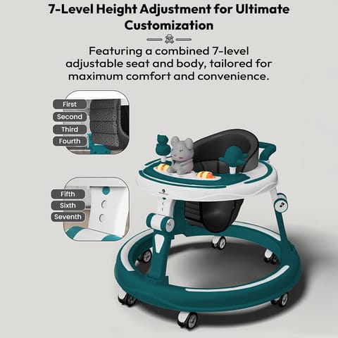 StarAndDaisy Baby Walkers for 9 Months+ Baby Boy Girl / 360° Walker for Kids with RGB Light, 7 Level Height Adjustment/Baby Walker with Switchable Food & Musical Toy Tray.
