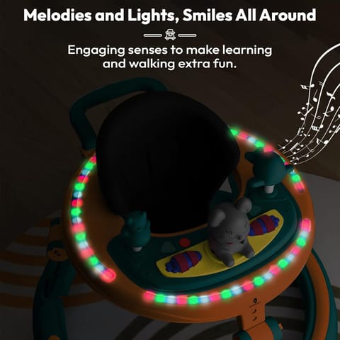 StarAndDaisy Baby Walkers 6-24 Month Boy & Girl / 360° Walker for Kids 1 Years with Multi Adjustable Height/Multi-Function Baby Walker with Anti-Rollover - (Green -Orange)