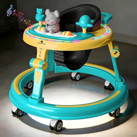 StarAndDaisy Baby Walkers 6-24 Month Boy & Girl / 360° Walker for Kids 1 Years with Multi Adjustable Height/Multi-Function Baby Walker with Anti-Rollover - (Green-Yellow)