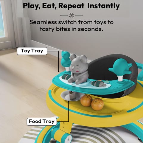 StarAndDaisy Baby Walkers 6-24 Month Boy & Girl / 360° Walker for Kids 1 Years with Multi Adjustable Height/Multi-Function Baby Walker with Anti-Rollover - (Green-Yellow)