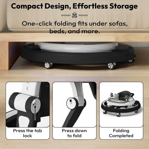 StarAndDaisy Baby Walkers 6-24 Month Boy & Girl / 360° Walker for Kids 1 Years with Multi Adjustable Height/Multi-Function Baby Walker with Anti-Rollover - (Black)