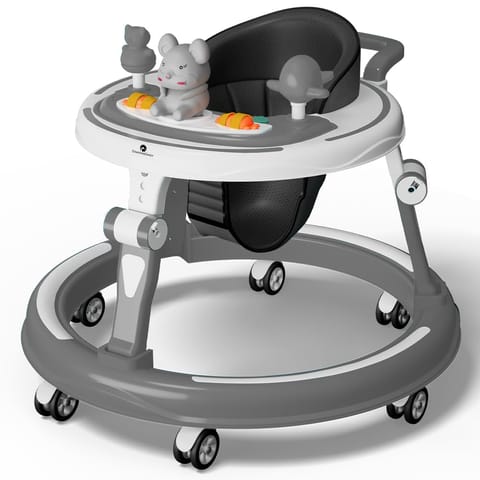 StarAndDaisy 360 Baby Walker 6-24 Months / 7 Level Height Adjustment Walker for Kids Boy and Girl with Switchable Food & Musical Toy Tray/Premium Baby Walker - Grey
