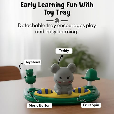 StarAndDaisy Baby Walkers for 9+, 6-24 Month Baby boy & Girl 360° Walker for Kids for 6-24 Months with 7 Level Height Adjustment, Baby Walker with Switchable Food & Musical Toy Tray -Green Black