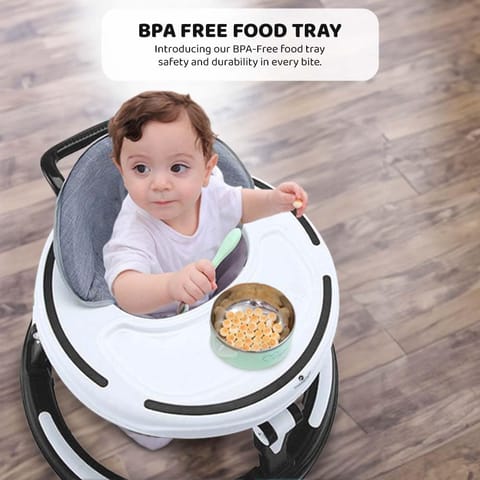 StarAndDaisy 360° Baby Walker with Adjustable Height/Walker for Kids 6-24 Months with Multi-Functional, Anti-Rollover & Foldable Design, Baby Boys & Girls (Black)