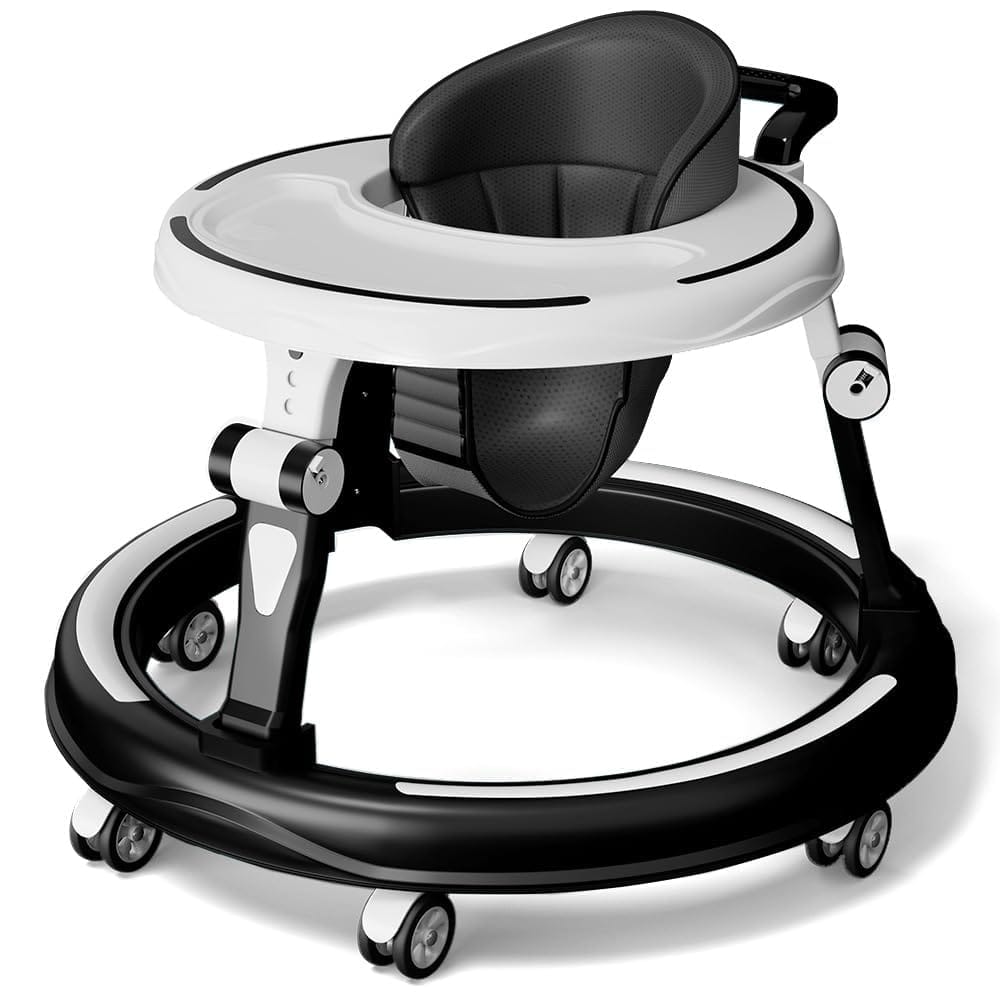 StarAndDaisy 360° Baby Walker with Adjustable Height/Walker for Kids 6-24 Months with Multi-Functional, Anti-Rollover & Foldable Design, Baby Boys & Girls (Black)