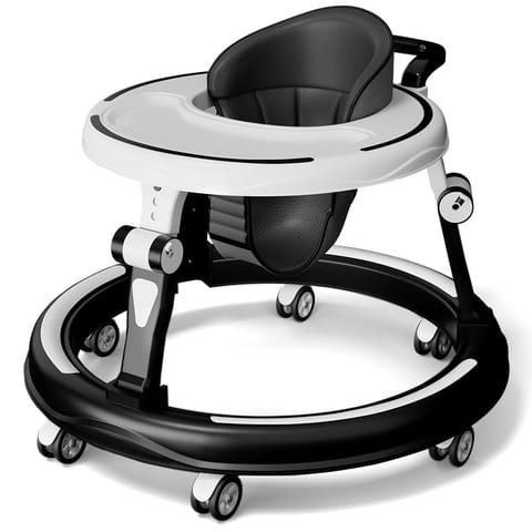 StarAndDaisy 360° Baby Walker with Adjustable Height/Walker for Kids 6-24 Months with Multi-Functional, Anti-Rollover & Foldable Design, Baby Boys & Girls (Black)
