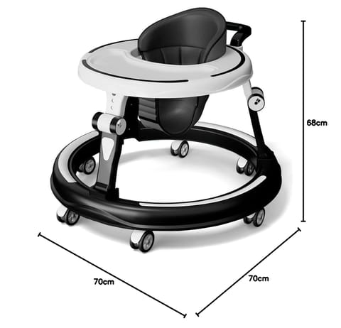 StarAndDaisy 360° Baby Walker with Adjustable Height/Walker for Kids 6-24 Months with Multi-Functional, Anti-Rollover & Foldable Design, Baby Boys & Girls (Black)