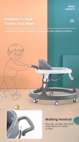 StarAndDaisy Baby Walkers 6-24 Month Boy & Girl / 360° Walker for Kids 1 Years with Multi Adjustable Height/Multi-Function Baby Walker with Anti-Rollover - (Grey)