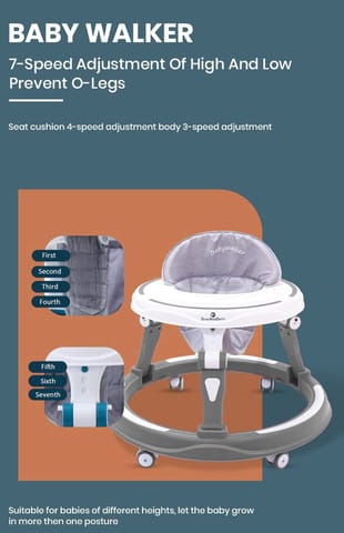 StarAndDaisy Baby Walkers 6-24 Month Boy & Girl / 360° Walker for Kids 1 Years with Multi Adjustable Height/Multi-Function Baby Walker with Anti-Rollover - (Grey)