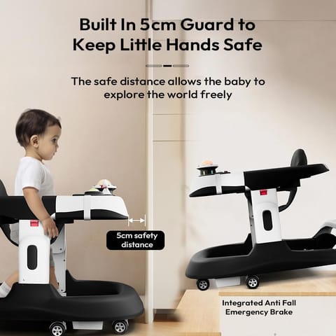 StarAndDaisy Baby Walker/Multifunction/Anti-o Shaped Leg/Anti-Fall/Music Box/Height Adjustment/Baby/Newborn/Girl/boy/ 6-15months *with SEAT Cushion (Premium Black)