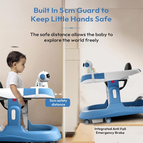 StarAndDaisy Baby Walker/Multifunction/Anti-o Shaped Leg/Anti-Fall/Music Box/Height Adjustment/Baby/Newborn/girl/boy/6-15months *with SEAT Cushion (Premium Blue)