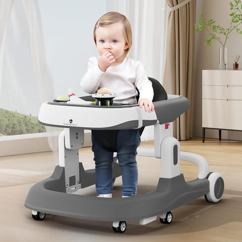 StarAndDaisy Baby Walker 6-18months Boy & Girl/Multifunction/Anti-o Shaped Leg/Anti-Fall/Music Box/Height Adjustment/Baby/Newborn/Girl/boy/ 6-15months *with SEAT Cushion - (Premium Grey)