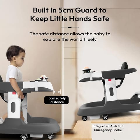 StarAndDaisy Baby Walker 6-18months Boy & Girl/Multifunction/Anti-o Shaped Leg/Anti-Fall/Music Box/Height Adjustment/Baby/Newborn/Girl/boy/ 6-15months *with SEAT Cushion - (Premium Grey)