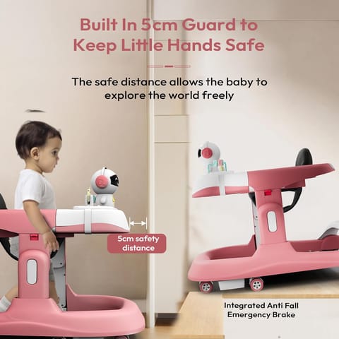 StarAndDaisy Baby Walker/Multifunction/Anti-o Shaped Leg/Anti-Fall/Music Box/Height Adjustment/Baby/Newborn/girl/boy/6-15months *with SEAT Cushion (Premium Pink)