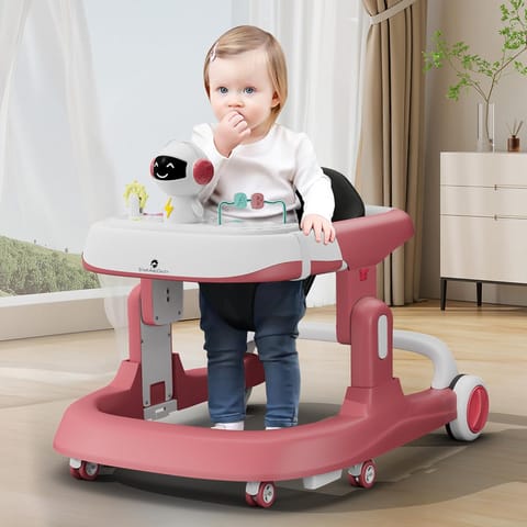 StarAndDaisy Baby Walker/Multifunction/Anti-o Shaped Leg/Anti-Fall/Music Box/Height Adjustment/Baby/Newborn/girl/boy/6-15months *with SEAT Cushion (Premium Pink)