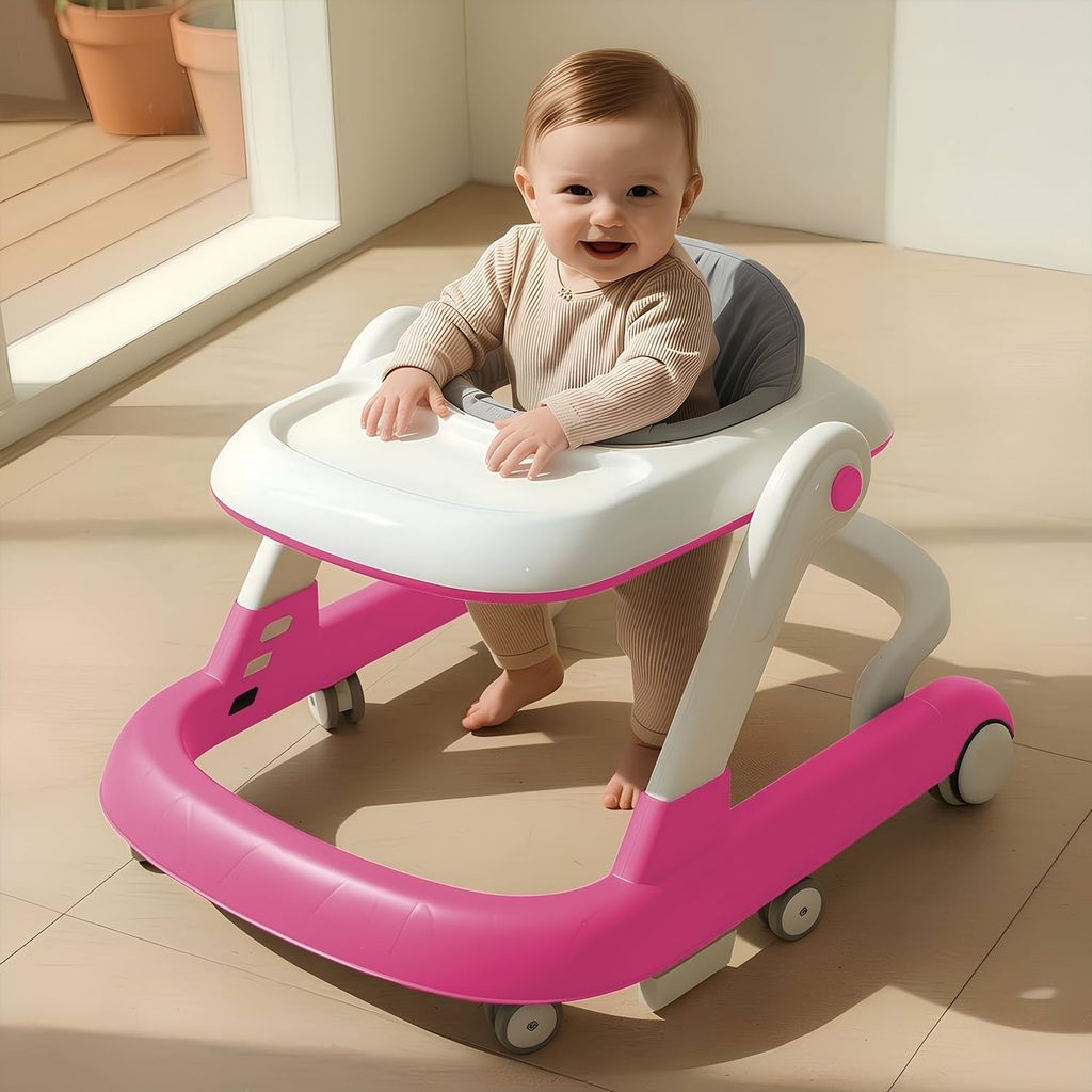 StarAndDaisy Baby Walker for 6-18 Month Baby Boy & Girl/Height Adjustment, Speed Control/Baby Walker for Kids with Safety Wheels and Comfortable Seat -Pink