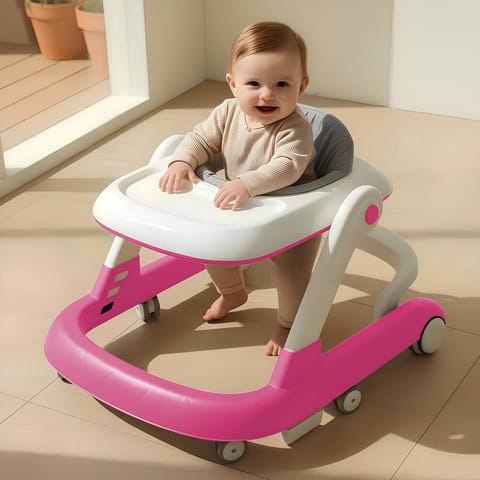 StarAndDaisy Baby Walker for 6-18 Month Baby Boy & Girl/Height Adjustment, Speed Control/Baby Walker for Kids with Safety Wheels and Comfortable Seat -Pink