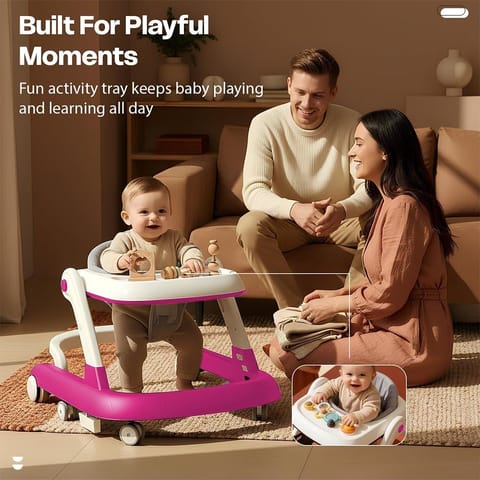 StarAndDaisy Baby Walker for 6-18 Month Baby Boy & Girl/Height Adjustment, Speed Control/Baby Walker for Kids with Safety Wheels and Comfortable Seat -Pink